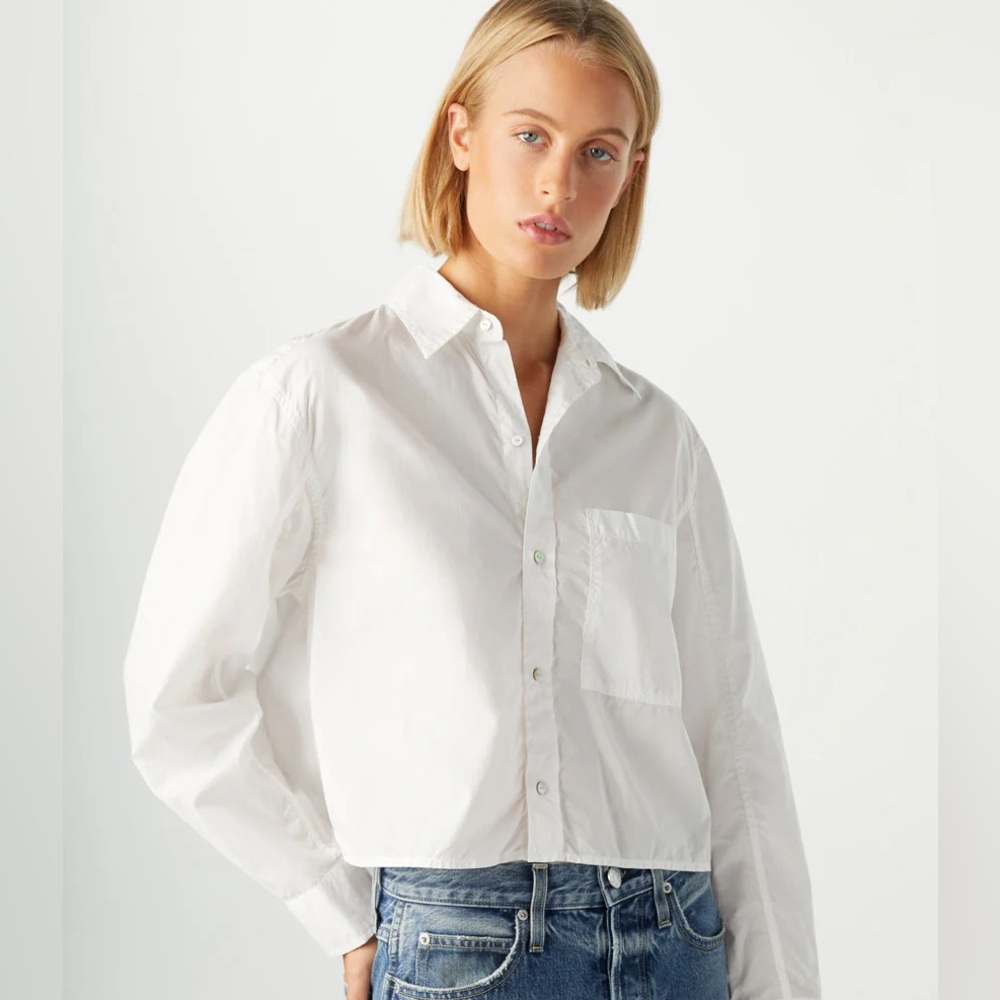 AMO - Ruth Crop Shirt; White, Size L